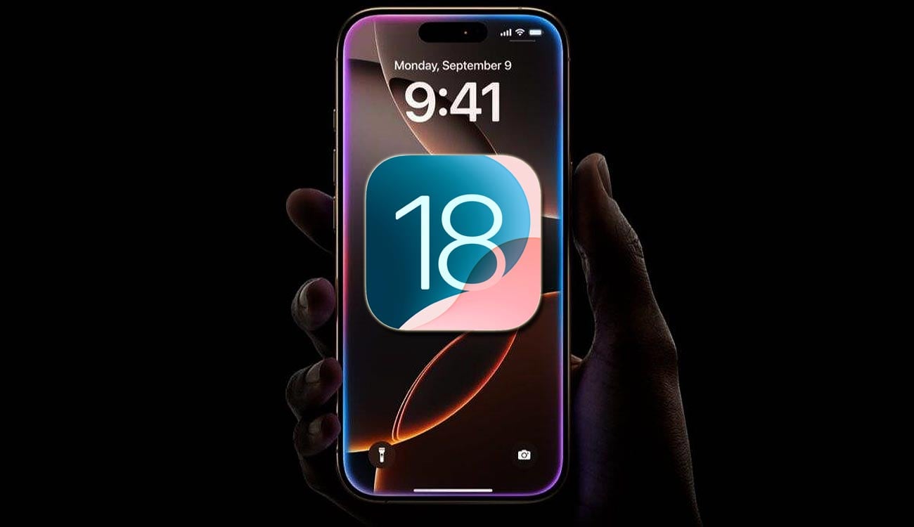 Logo de iOS 18 en un iPhone