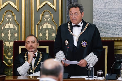 El fiscal general del Estado, Álvaro García Ortiz (derecha), y el presidente de la Sala Penal del Supremo, Manuel Marchena.