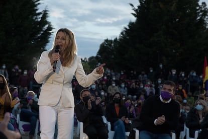 Yolanda Díaz, durante su intervención este domingo en Vicálvaro.