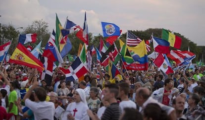 Miles de peregrinos en una marcha en Sao Paulo.