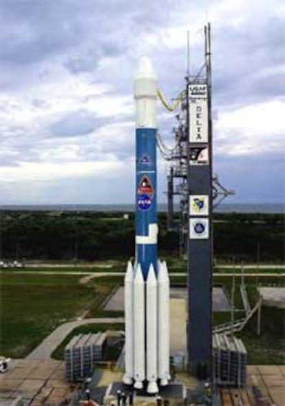 Todo estaba preparado en Cabo Cañaveral para el despegue del <i>Messenger</i>, a bordo de un cohete Delta 2.