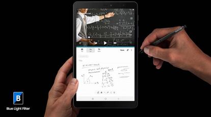 El Samsung Galaxy Tab 8 cuenta con S Pen y un filtro de luz azul
