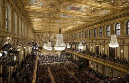 Ensayo general del Concierto de Año Nuevo en la Sala Dorada del Musikverein, de Viena, ayer miércoles.
