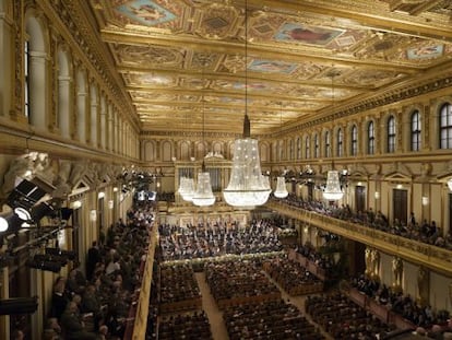 Ensayo general del Concierto de Año Nuevo en la Sala Dorada del Musikverein, de Viena, ayer miércoles.