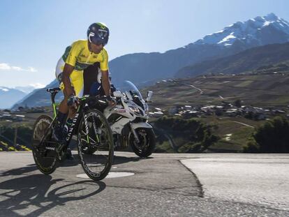 Nairo Quintana, durante la contrarreloj de Sion.