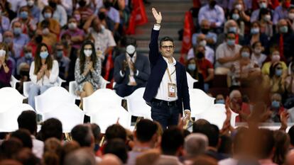 Félix Bolaños, en sus primeras declaraciones tras ser incluido en la nueva Ejecutiva del PSOE, este sábado en Valencia.