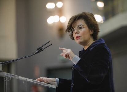 La vicepresidenta Soraya Sáenz de Santamaría a l'esmorzar de Fòrum Europa a València.