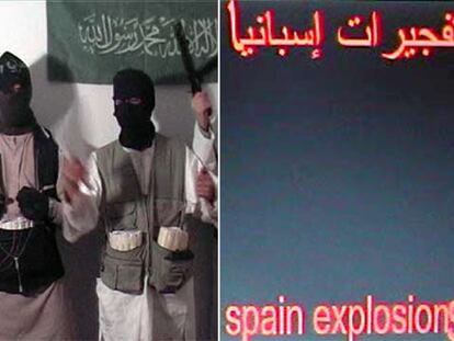 Dos secuencias del segundo vídeo grabado por los terroristas suicidas de Leganés y perdido durante un tiempo.