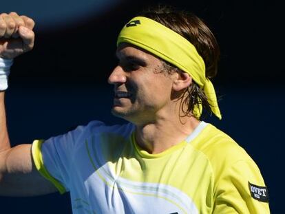 David Ferrer celebra su victoria.