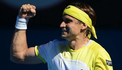 David Ferrer celebra su victoria.