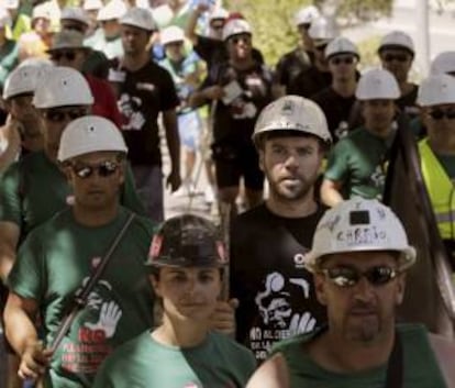 La denominada "marcha norte", procedente de Castilla y León y Asturias, que ha a su llegada este mediodía al barrio Rosa Luxemburgo de la localidad madrileña de Aravaca, donde hoy pernoctarán.