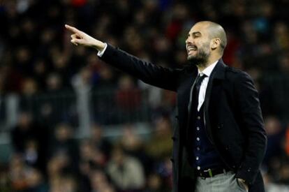 Guardiola, durante el partido del sábado contra el Racing.