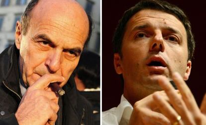 Pier Luigi Bersani (izq.) y Matteo Renzi.