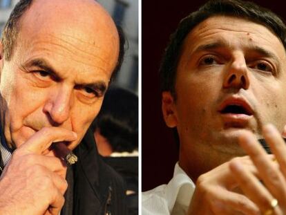 Pier Luigi Bersani (izq.) y Matteo Renzi.