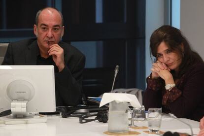 Garitano y Franco, en la reunión de la Comisión de Hacienda foral.