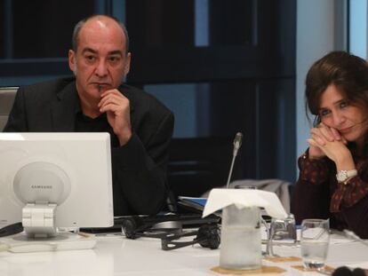 Garitano y Franco, en la reunión de la Comisión de Hacienda foral.