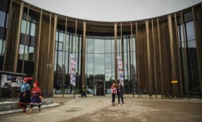 El Sajos, edificio del Parlamento sami, construido en Inari (Laponia, Finlandia) con fondos de la UE, el 11 de abril de 2019.