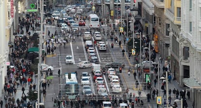 Una imagen de la Gran V&iacute;a de Madrid. 