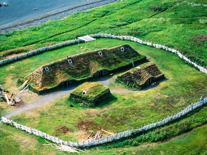 Reconstrucción del asentamiento vikingo de L'Anse aux Meadows, en el noreste de Canadá. El sitio es Patrimonio de la Humanidad.