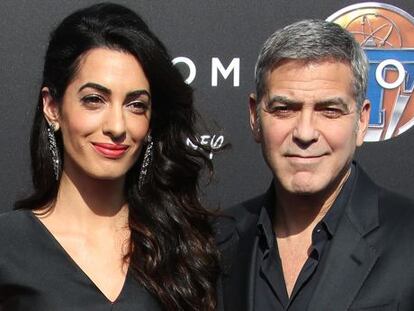 Amal Alamuddin y George Clooney en la presentaci&oacute;n de &#039;Tomorrowland&#039;