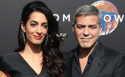 Amal Alamuddin y George Clooney en la presentaci&oacute;n de &#039;Tomorrowland&#039;