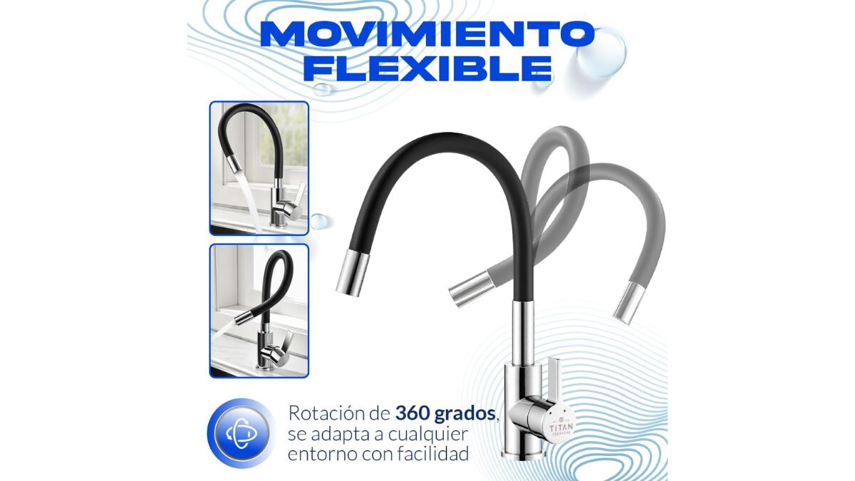 This flexible kitchen faucet allows you to reach the entire sink without problems.