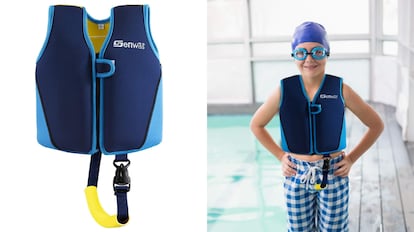 chaleco salvavidas diseñado para niños pequeños confeccionado en un tejido suave y cómodo.