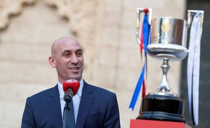 Luis Rubiales, en Sevilla, durante un acto previo a la final de la Copa del Rey.