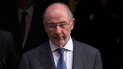 Rodrigo Rato, a la salida de la Audiencia Nacional, el 16 de octubre de 2014 en Madrid.