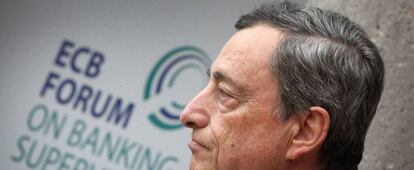 El presidente del BCE, Mario Draghi, en el Foro de Supervisión Bancaria del BCE