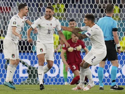 Immobile celebra su gol ante Turquía este viernes en el Olímpico de Roma.