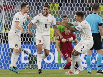 Immobile celebra su gol ante Turquía este viernes en el Olímpico de Roma.