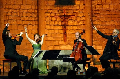 El Cuarteto Casals, durante su actuación en la Schubertiada a Vilabertran, (Alt Empordà, Girona).