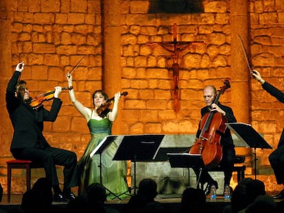 El Cuarteto Casals, durante su actuación en la Schubertiada a Vilabertran, (Alt Empordà, Girona).