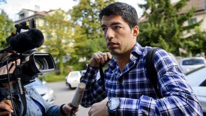 Suárez, a su llegada al TAS.