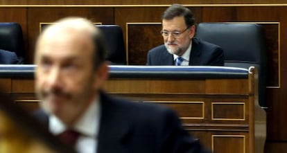 Rubalcaba y Rajoy, en el debate.