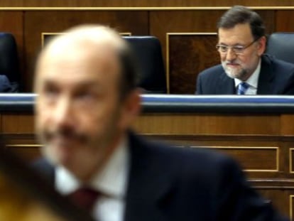 Rubalcaba y Rajoy, en el debate.