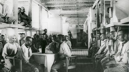 Prisoners of the Vorkuta gulag, one of the largest in the Soviet Union, in 1945.