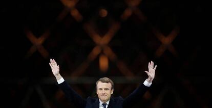 Emmanuel Macron, el pasado domingo, durante la noche electoral.
