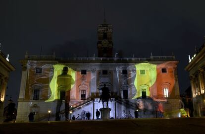 La plaza del Campidoglio en Roma (Italia).