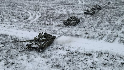 Maniobras militares de las fuerzas militares rusas en la región de Rostov.