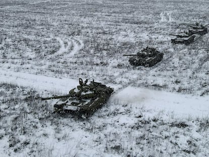 Maniobras militares de las fuerzas militares rusas en la región de Rostov.