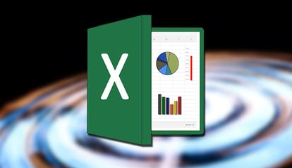 Logo de Excel con gráficos e imagen de fondo