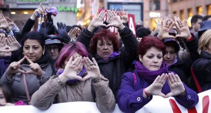Una protesta en Madrid contra la violencia de género, en 2014.