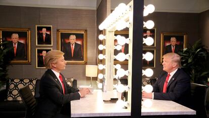 Comedian Jimmy Fallon, host of 'The Tonight Show,' with Donald Trump during a 2015 interview.