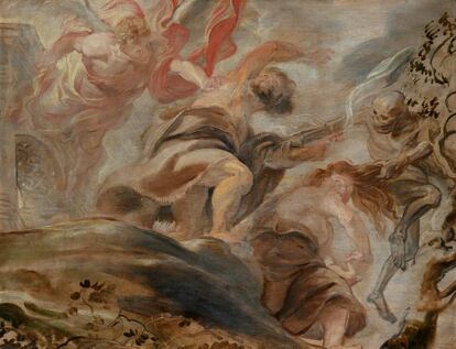 'La expulsión de Adán y Eva del Paraíso', 1620. Óleo sobre tabla.