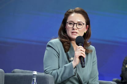 La nueva jefa del Gobierno ucranio, Yulia Sviridenko, el 23 de febrero en Kiev.