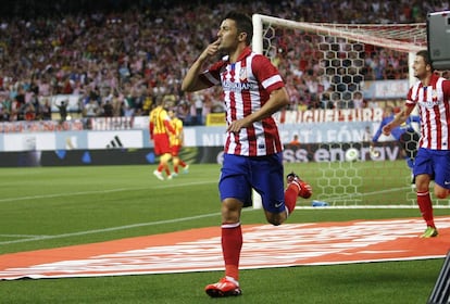 David Villa celebra el primer gol de partido en la ida de la Supercopa de España el pasado 21 de agosto. (Atlético 1 - 1 Barcelona).