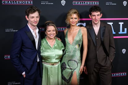 De izquierda a derecha, Mike Faist, Rachel O'Connor, Zendaya y Josh O'Connor en la 'premiere' en Sídney de 'Rivales'.