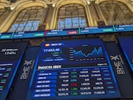 Paneles de la Bolsa de Madrid.